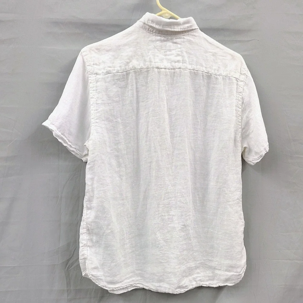 Porter & Ash Mens White 100% Linen Short Sleeve Button Up Resort Wear - Picture 3 of 12